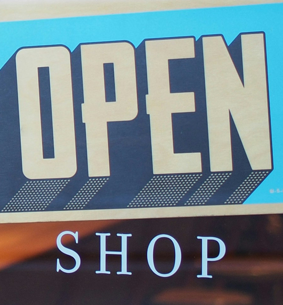 Open for business sign